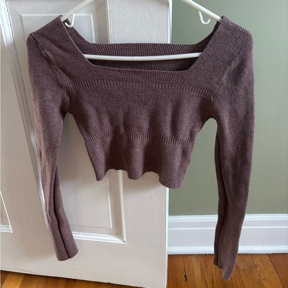 SHEIN Sweaters - SHEIN Chocolate Brown Cropped Sweater